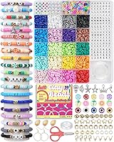 LovelyMoon 5000pcs Clay Beads Bracelet Making Kit - Flat Preppy Polymer Heishi Beads, Charms & Tools for Girls Crafts Ages 6-12