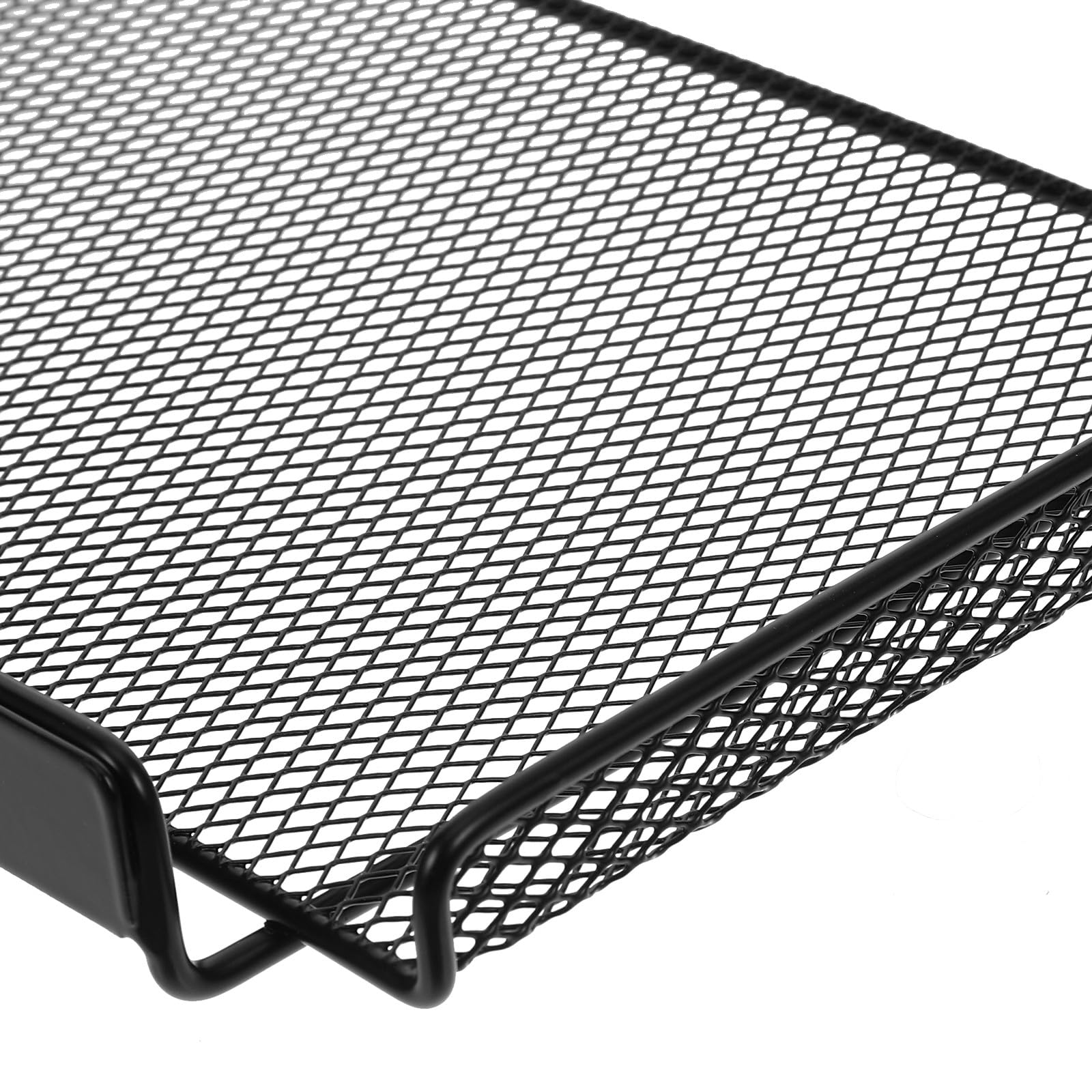 Cabilock Organizador Ajustable bajo Escritorio Cesta Metálica para Oficina Almacenamiento Archivos Revistas Papelería Soporte Multiuso sin Perforación Negro Grande