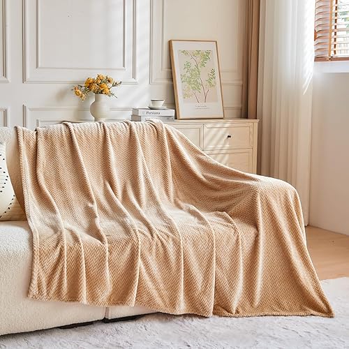 Miniatura 8 de NEWCOSPLAY - Manta supersuave, decorativa, de vellón de franela sedosa, con estampado de hojas, ligera, para todas las estaciones (color marrón (50