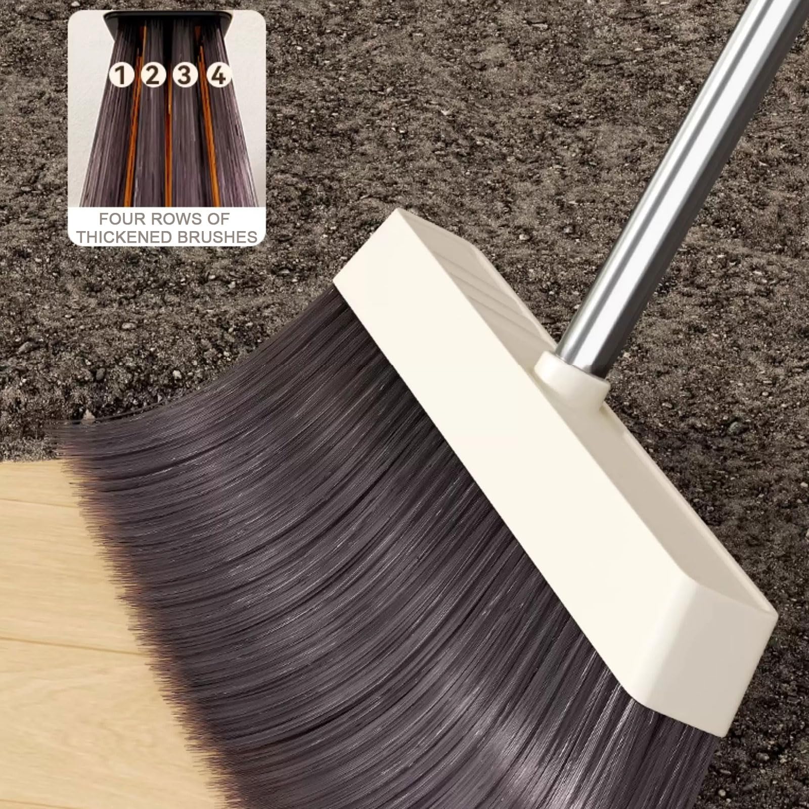 Set Combinato Scopa e Paletta per la casa, Scopa dal Design ad Angolo e Paletta per la Spazzatura Verticale con Denti a Pettine per la Sala, la Cucina, l'ingresso dell'ufficio,Bianca