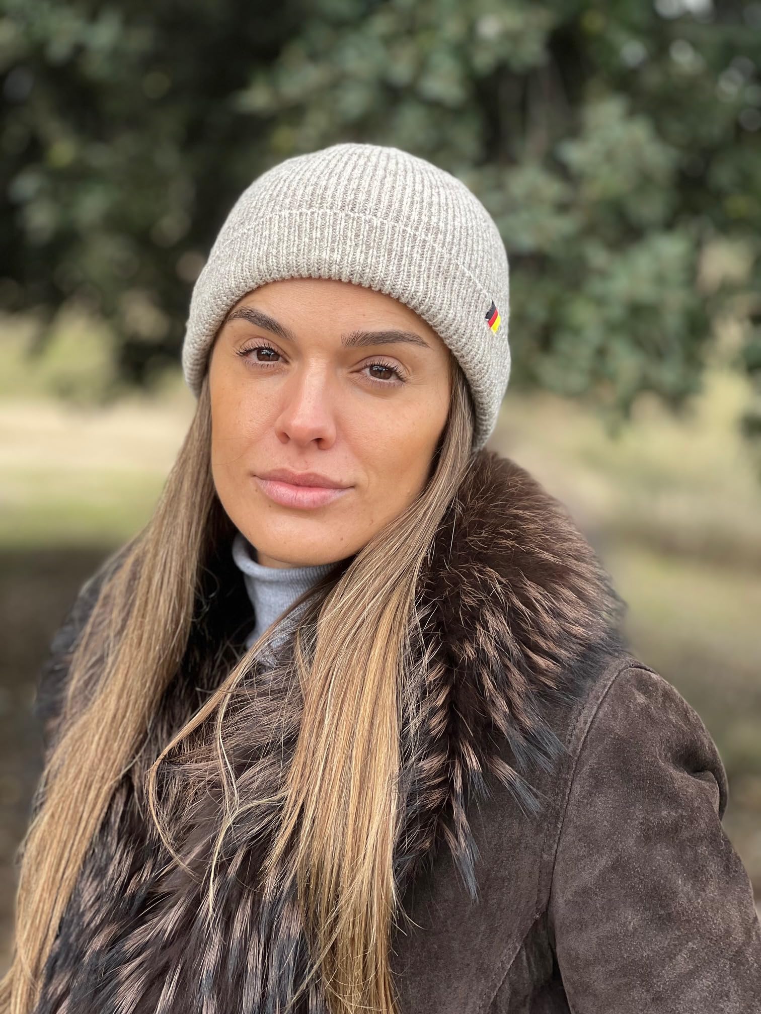 Patriia Berretto con bandiera tedesca 100% lana merino, realizzato a mano, cappello di lana da uomo, berretto da donna