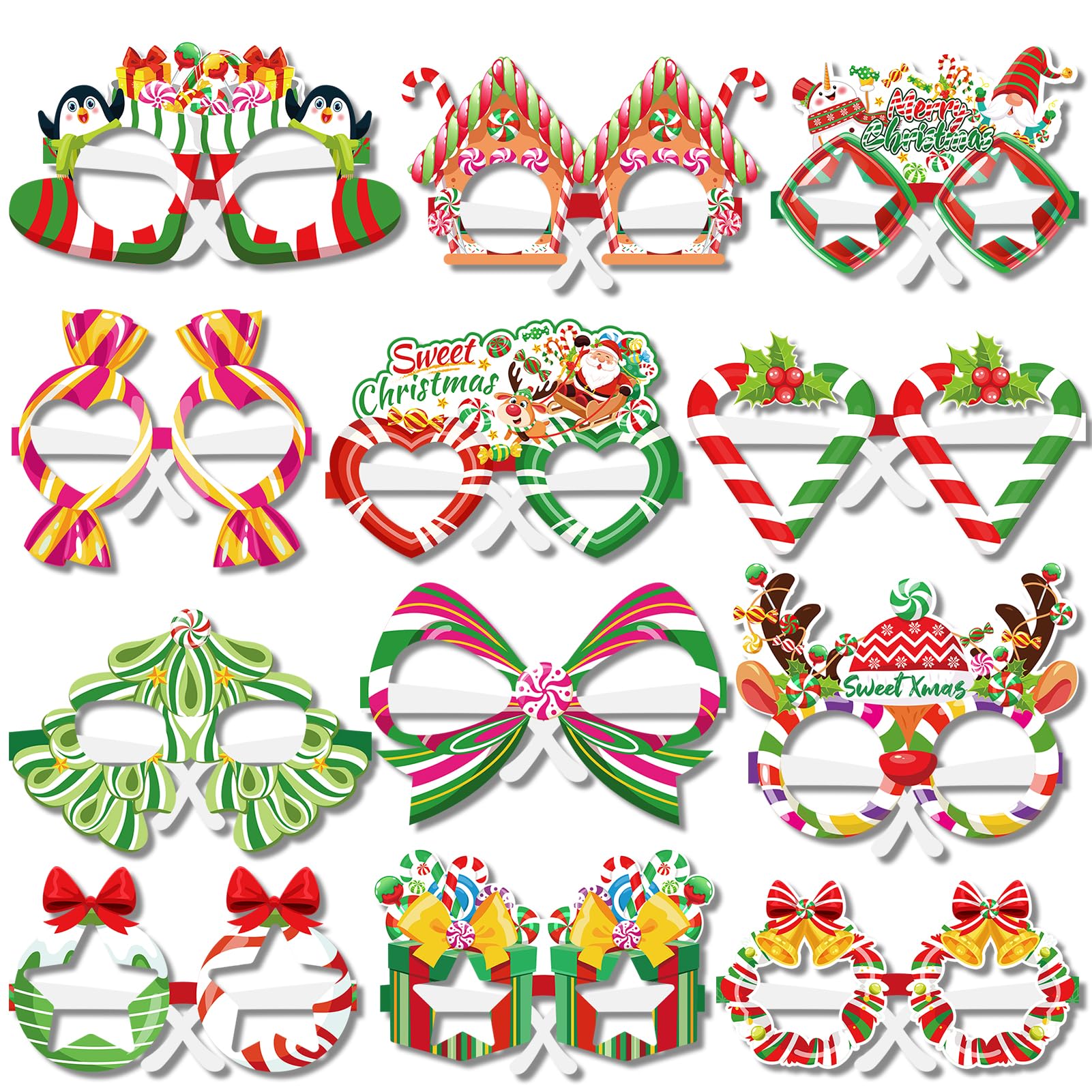 5 Stück Weihnachtsbrille, Weihnachtsparty Deko, Kr Produktbild-Vorschau 4