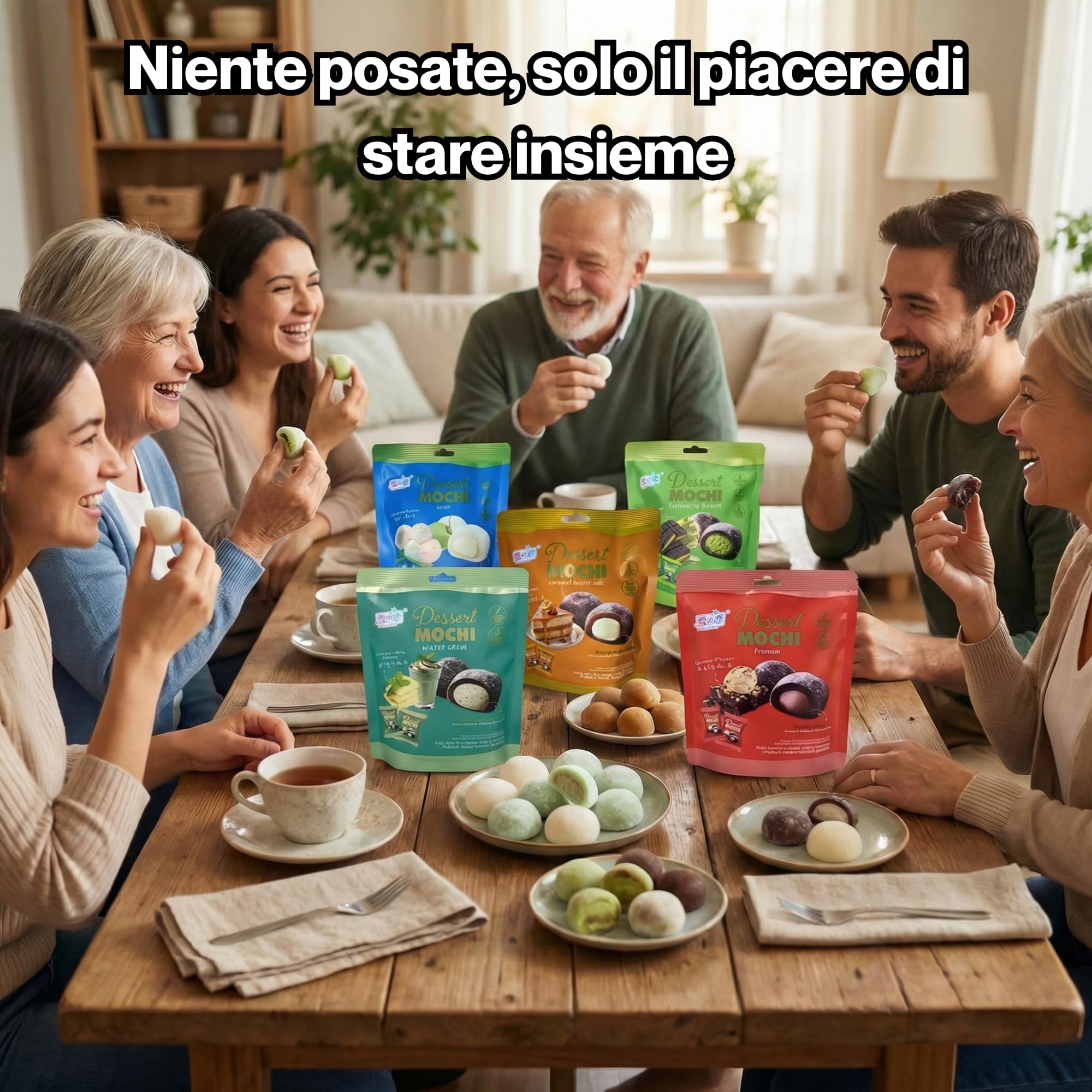 HU TASTE Mochi Dessert Selection: Mix 5 Gusti Pistacchio, Cocco, Menta, Brownie, Caramello Salato - Snack Dolci Giapponesi, Japanese Food Snack Box e Dolci Giapponesi Assortiti, 5 Confezioni