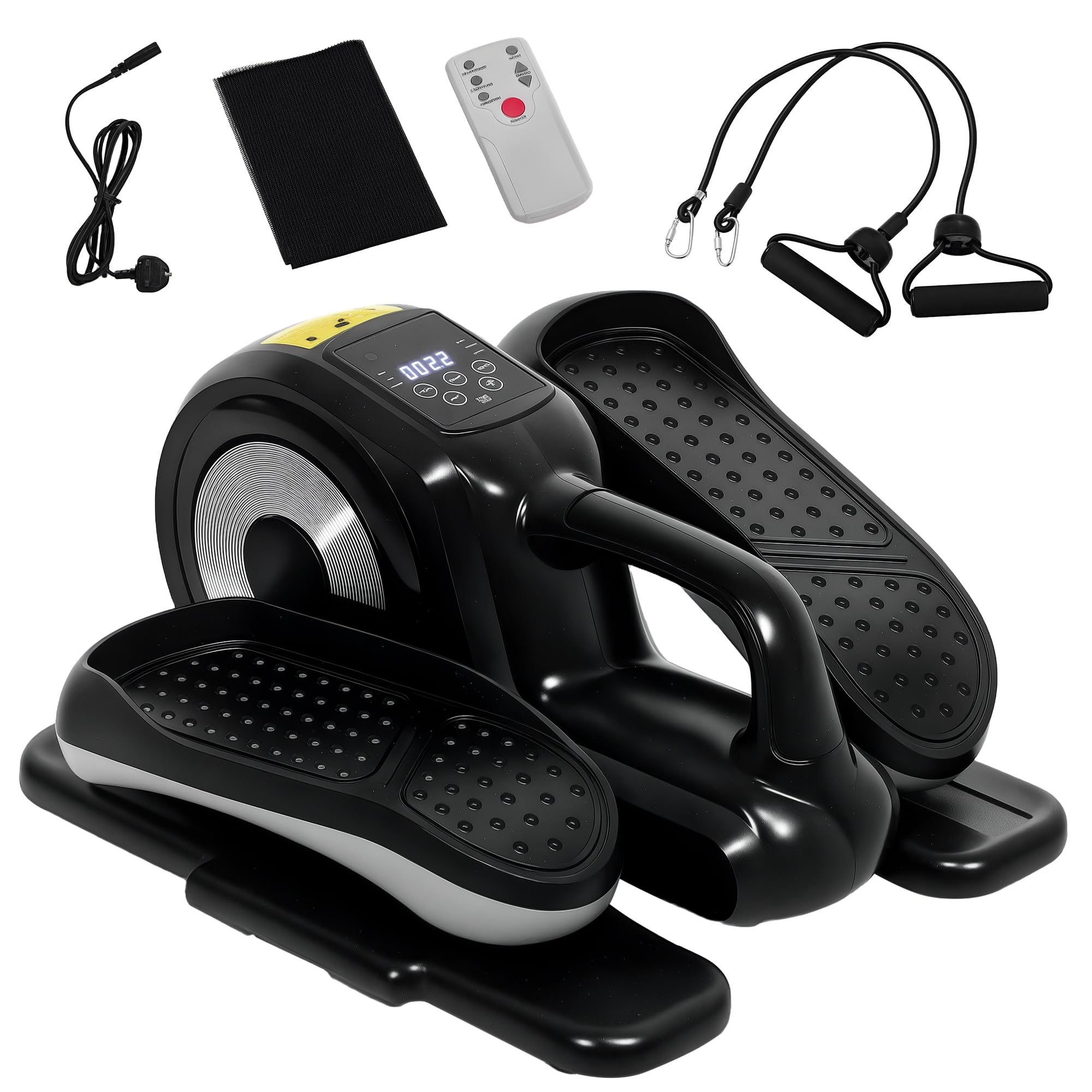 SPORTNOW Elliptique de Bureau, vélo elliptique électrique avec télécommande et écran LCD, 12 Vitesses réglables, pédalier électrique avec Tapis antidérapant, Noir
