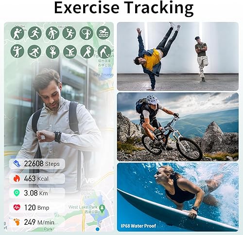 Miniatura 5 de ReeZar Reloj inteligente para hombre con llamada Bluetooth, pantalla de 1.96 pulgadas, rastreador de fitness, múltiples modos deportivos, monitor de