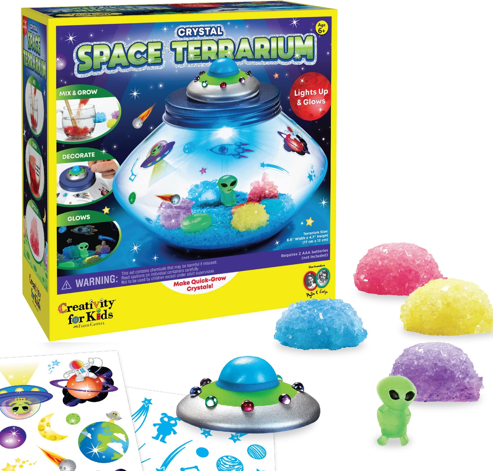 Crystal Space Terrarium Kit - Crystal Growing Kit for Kids - DIY STEM Science Kit for Boys and Girls (Ages 6+)