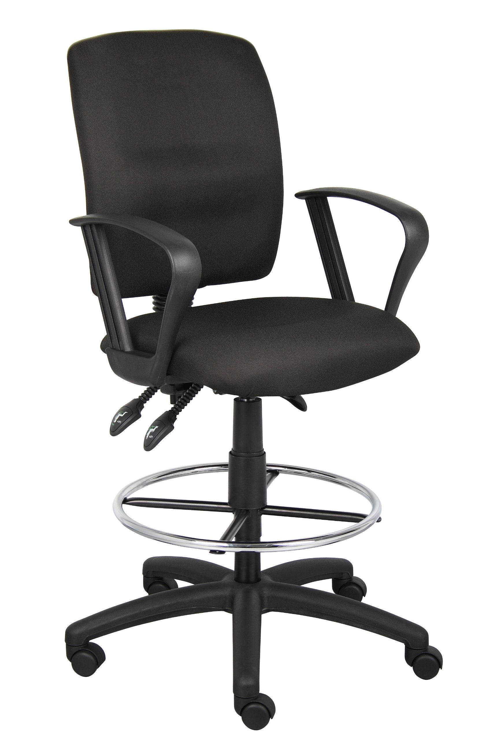 B1637-BK Multi-Function Fabric Drafting Stool with Loop Arms, Black