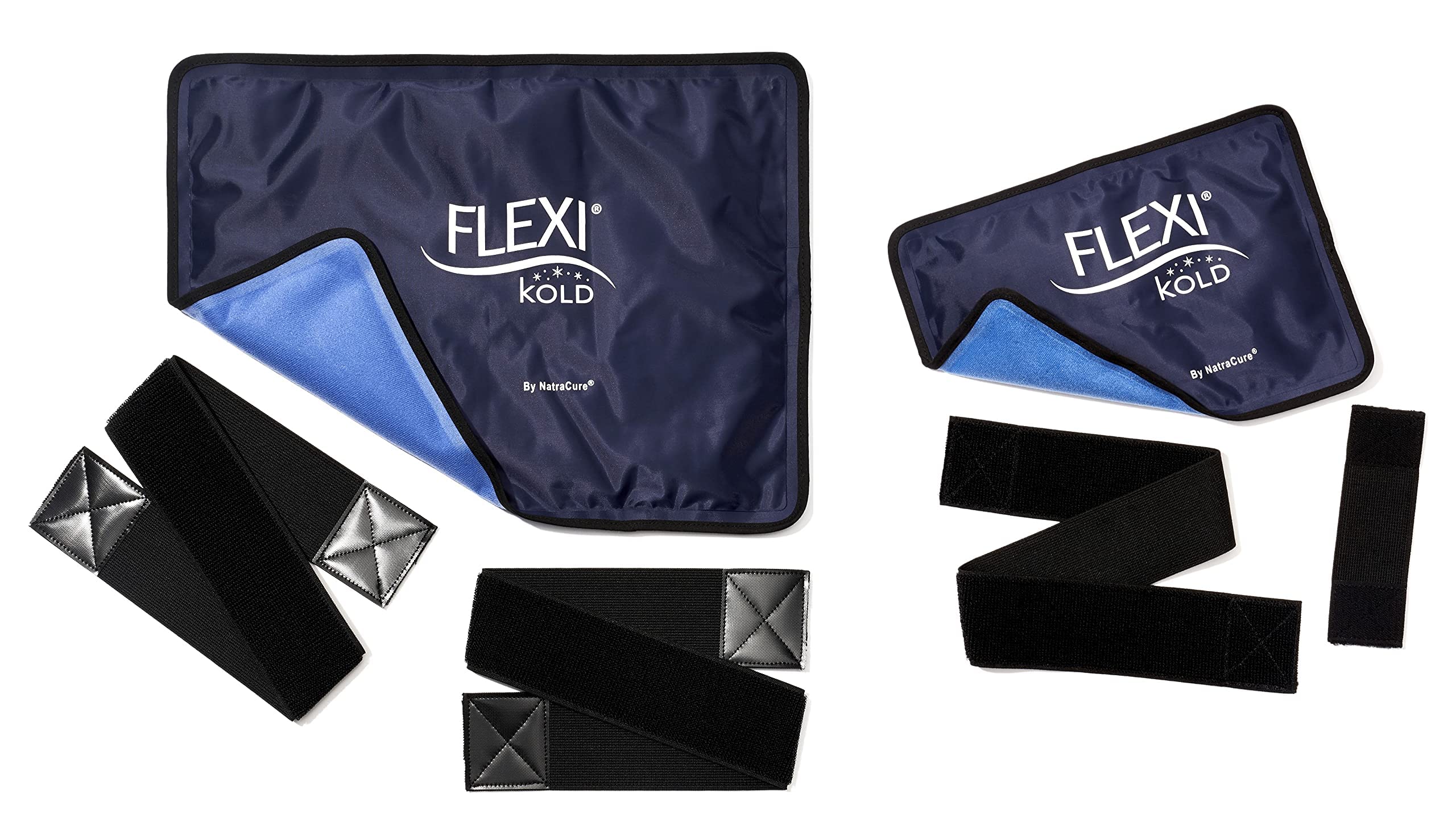 FlexiKold Standard and Half Size with Straps Gel Ice Cold Packs - Sizes: Large and Small