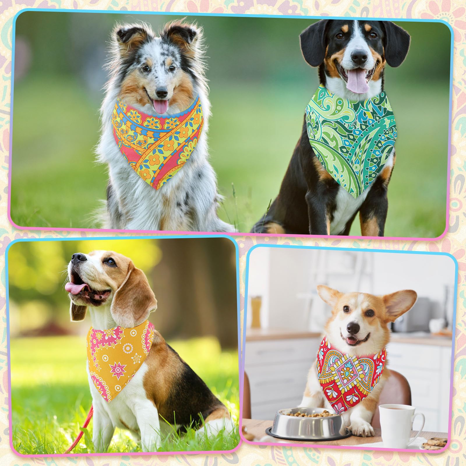 Sanwuta Hundehalstücher mit Paisleymuster, waschbar, verstellbar, für kleine, mittelgroße und große Hunde, Katzen, Kostüm-Zubehör, 100 Stück