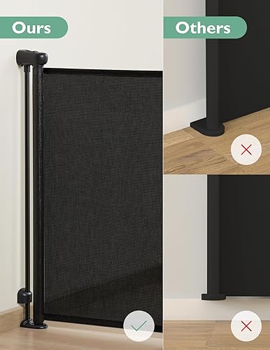 Miniatura 9 de Momcozy Puerta retráctil para bebés con bloqueo automático, puerta de seguridad para bebés y mascotas, 33 pulgadas de alto, se extiende hasta 55