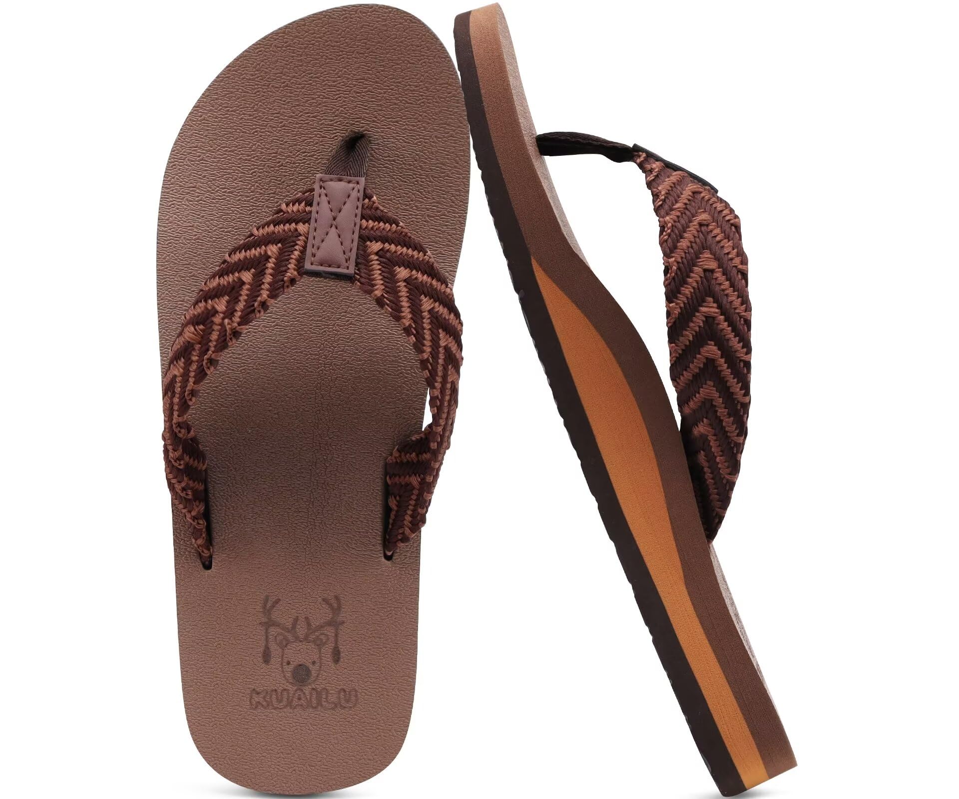 KuaiLu Men's Arch Support Thong Sandals