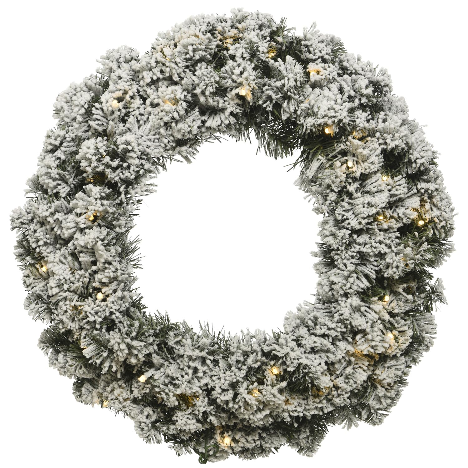 LED Tannenkranz Türkranz Advent beschneit beleuchtet Timer Batterie grün (60cm)