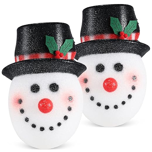 Ornativity Snowman Porch Light Cover - Snow man Head Xmas Winter Outdoor Front Porch, Deck, Garage Lamp Christmas Holiday Decoration Covers - 11" Set of 2