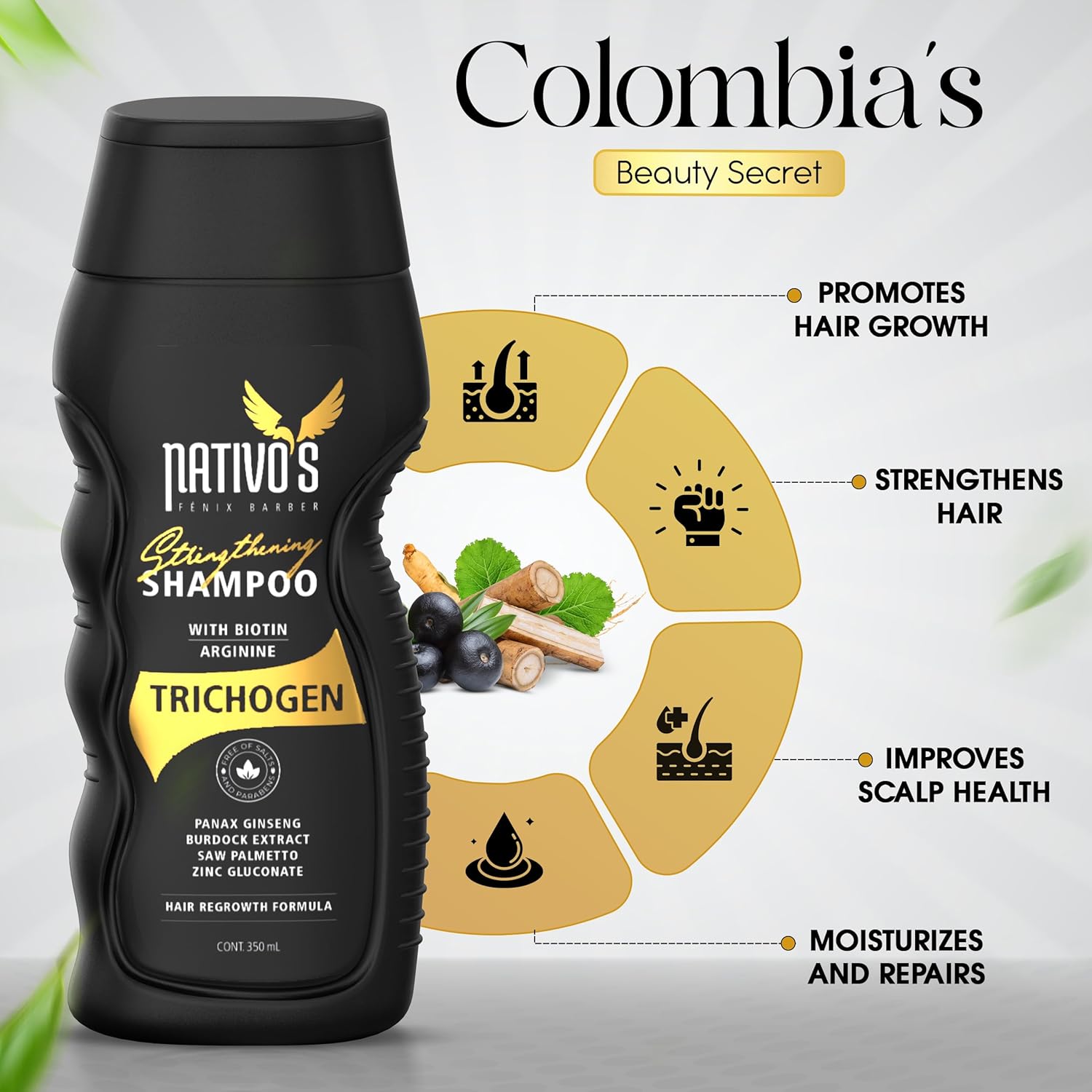 Nativo Hair Regrowth & Thickening Bundle – Hair Growth Shampoo with Biotin, Saw Palmetto & Zinc + Styling Cream with Bee Honey & Trichogen for Fine, Curly, or Frizzy Hair