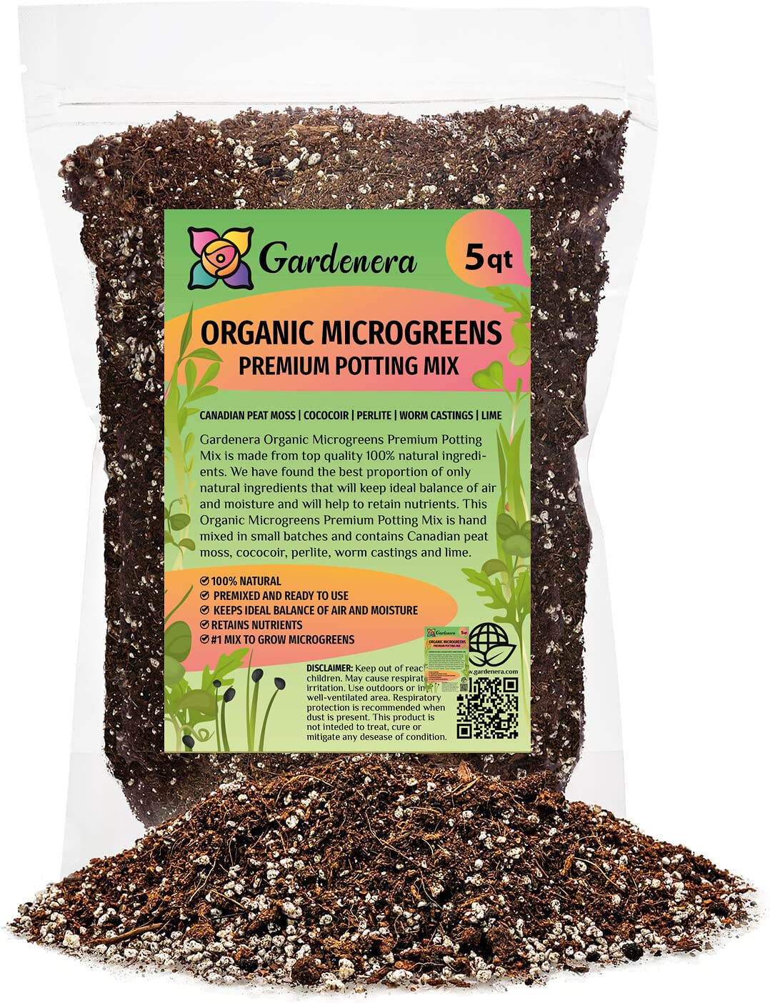 Organic Microgreens Premium Potting Mix: Optimal Air, Moisture, and Nutrient Control for Robust Microgreen Growth - 5 Quart