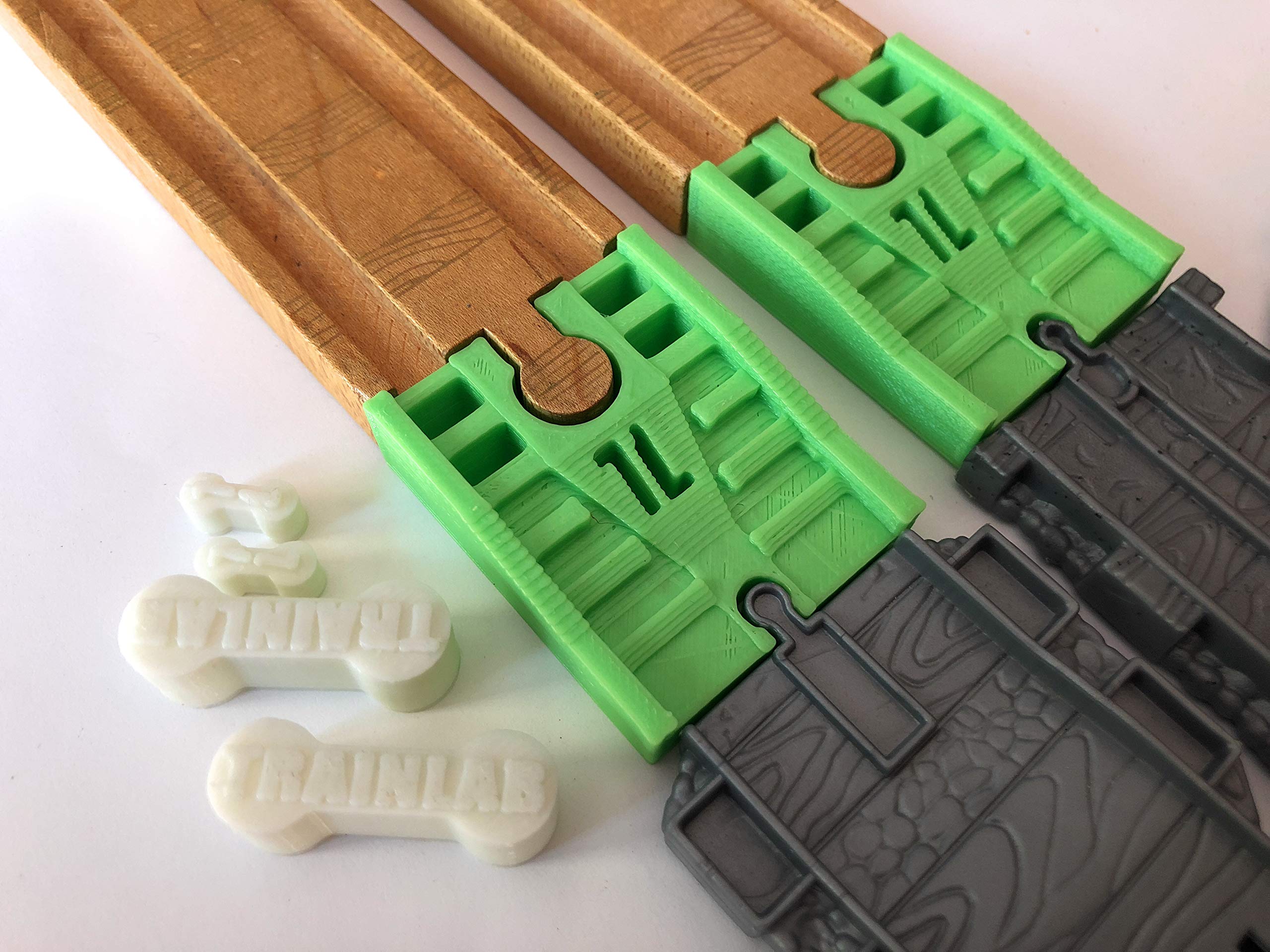 TrainLab Take-n-Play to Wooden Railway Train Track Adapter (Neon Green)