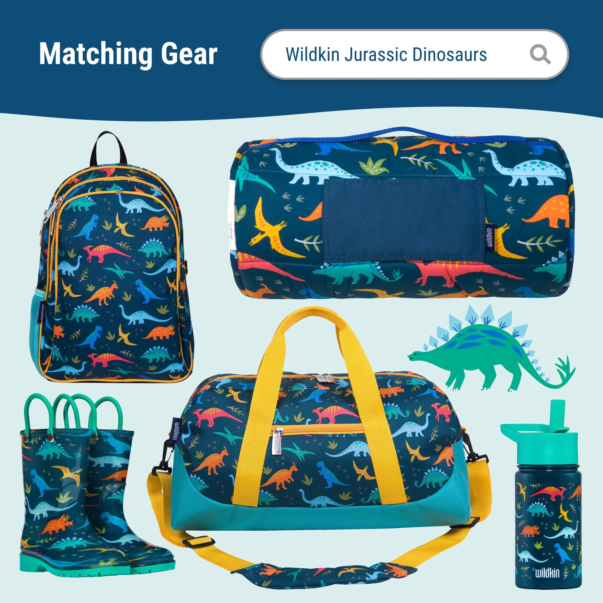 Wildkin Kids Two Compartment Insulated Lunch Bag for Boys and Girls, Perfect Size for Packing Hot or Cold Snacks for School & Travel, Measures 9 x 8 x 6 Inches, BPA-free,Olive Kids(Jurassic Dinosaurs)