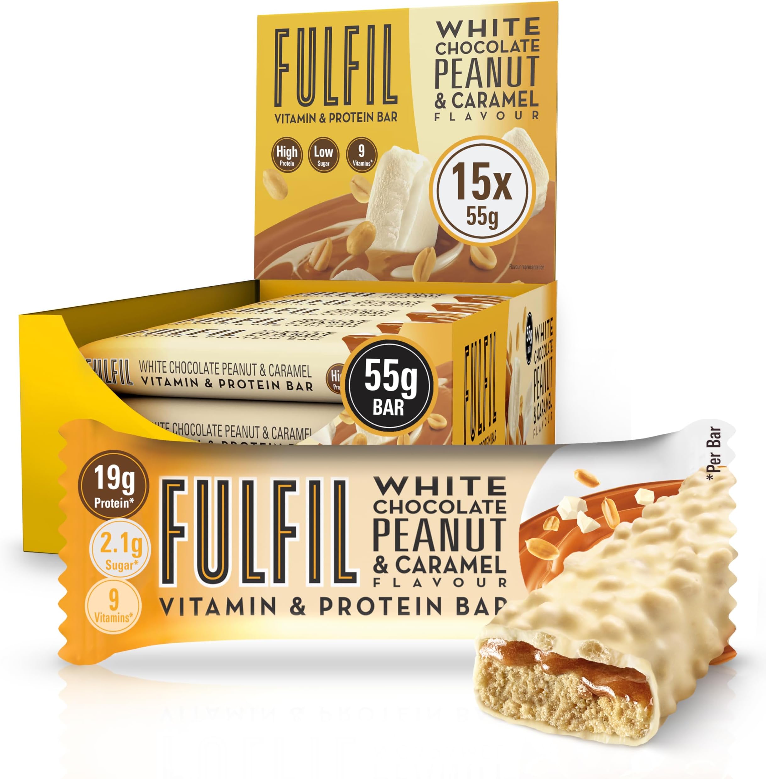 Fulfil Vitamin & Protein Bar 15 X 55G White Choc Peanut & Caramel