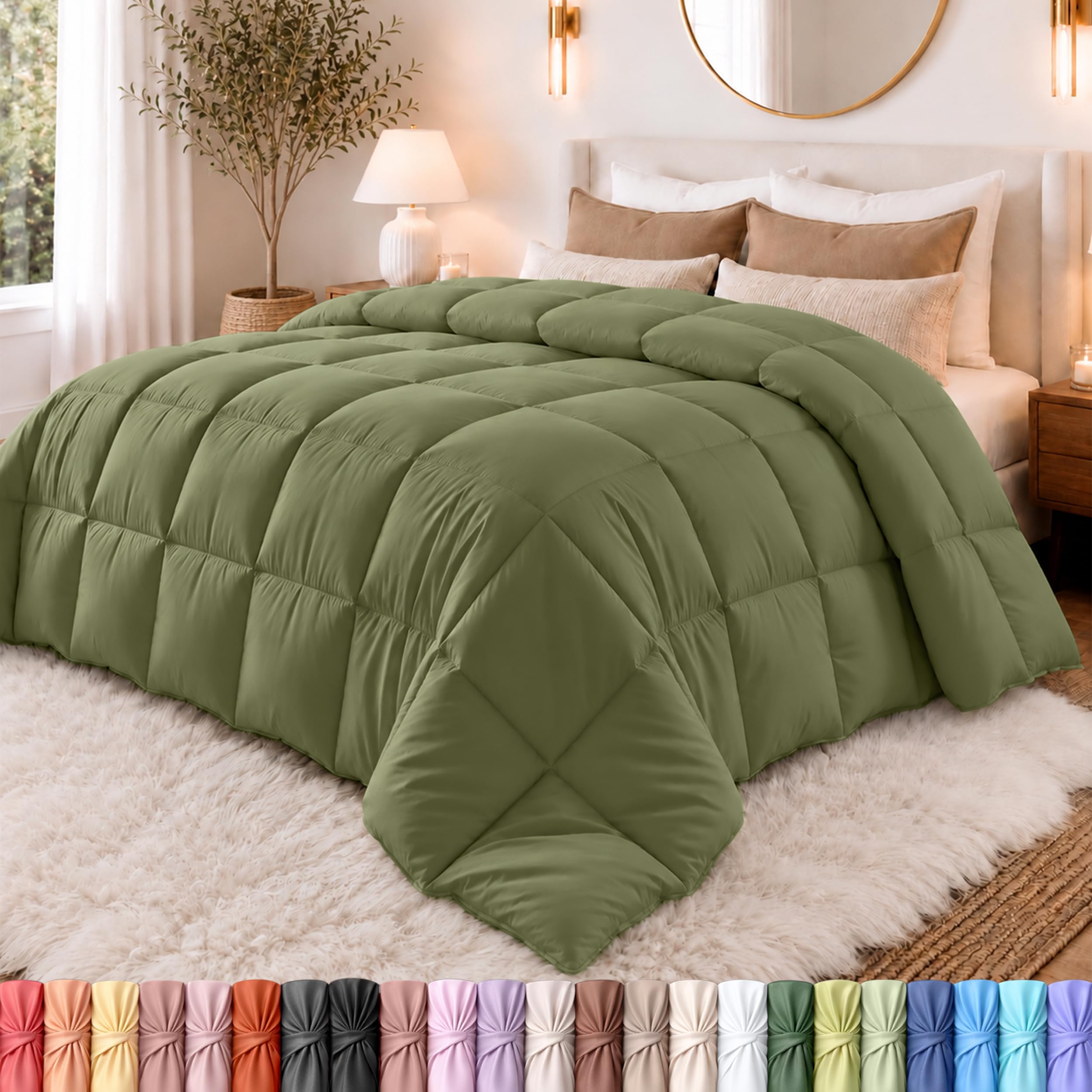 Utopia Bedding Duvet Insert, Full Size Comforter 82 x 86 Inches, Olive Green — image 1