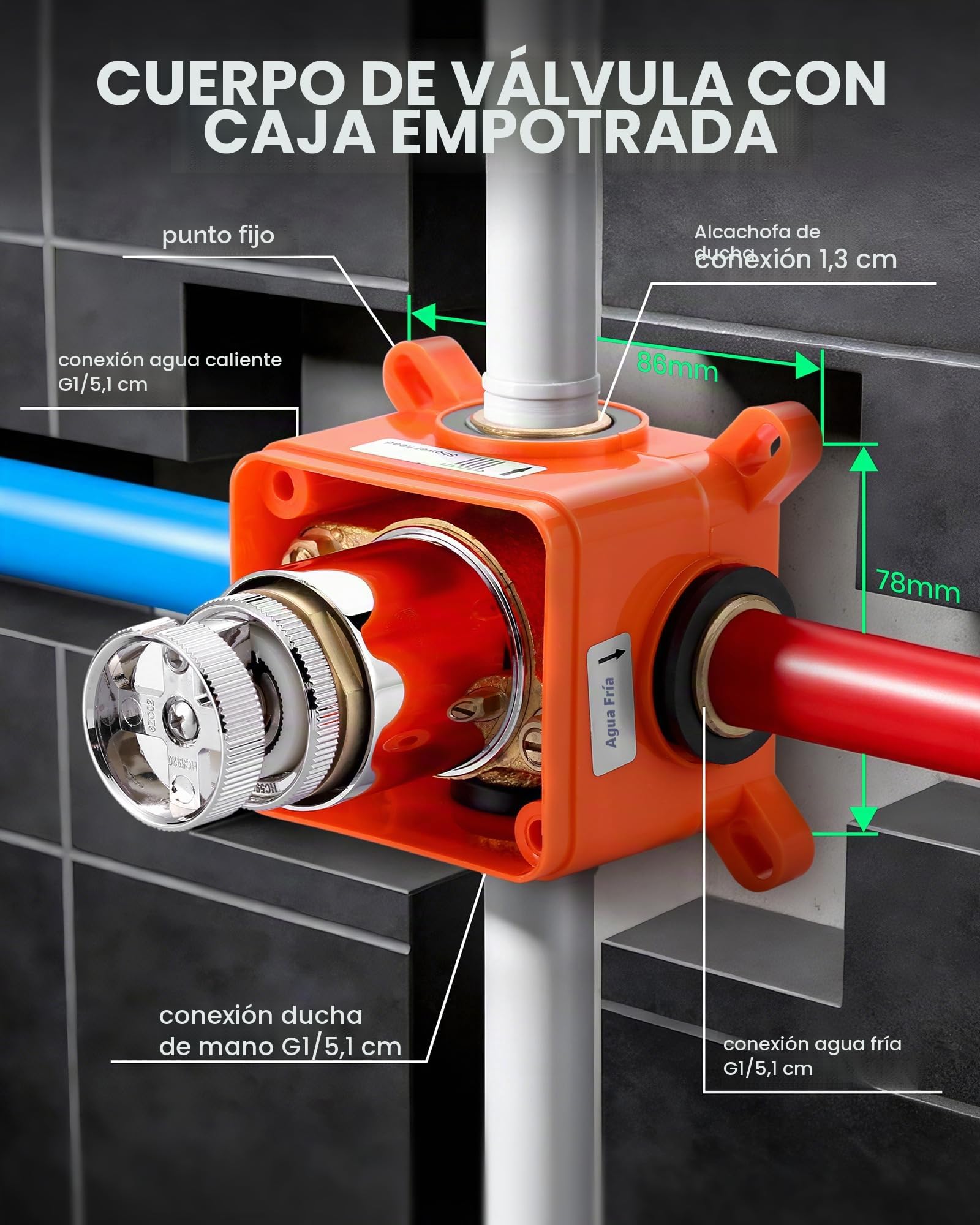 Grifo de ducha empotrado con termostato, sistema de ducha empotrable, 25 cm, redondo, alcachofa de ducha de alta presión, ducha de lluvia para el baño, cuerpo de latón, cromo