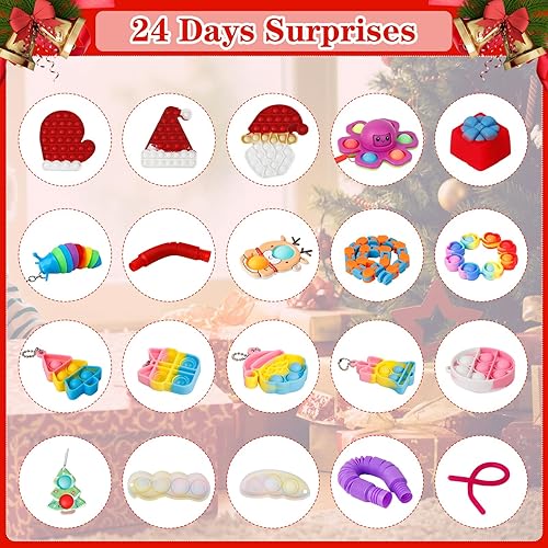 Miniatura 3 de Calendario de Adviento 2023 para niños, juguetes antiestrés de 24 días de sorpresas, calendarios de Adviento de cuenta regresiva de Navidad, juguete