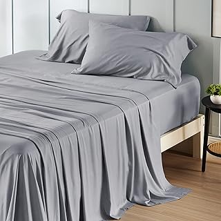 Bedsure Bamboo Cooling Sheets Queen - 100% Viscose from Bamboo Sheets Set, 16" Deep Pocket Breathable Silky Soft Bed Sheets
