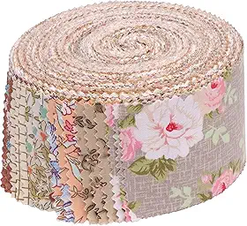 42 Jelly Roll Tecido 6,3 cm x 50,8 cm | Pacotes de tiras de algodão - Rolos de gelatina para tecidos sortidos - Colchas de tecido pré-cortadas - Café leve