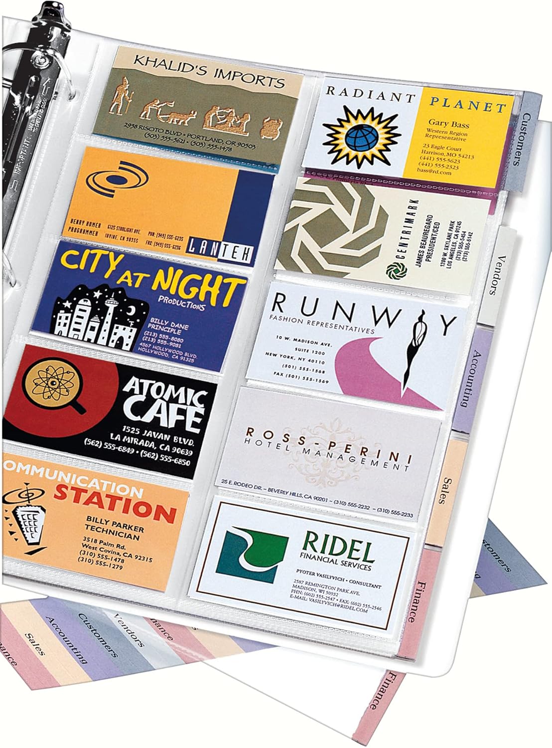 Avery Clear Tabbed Business Card Organizer Pages for 3 Ring Binder, Pack of 5, Holds 100 Cards Total (76004) : Briefcases : Office Products