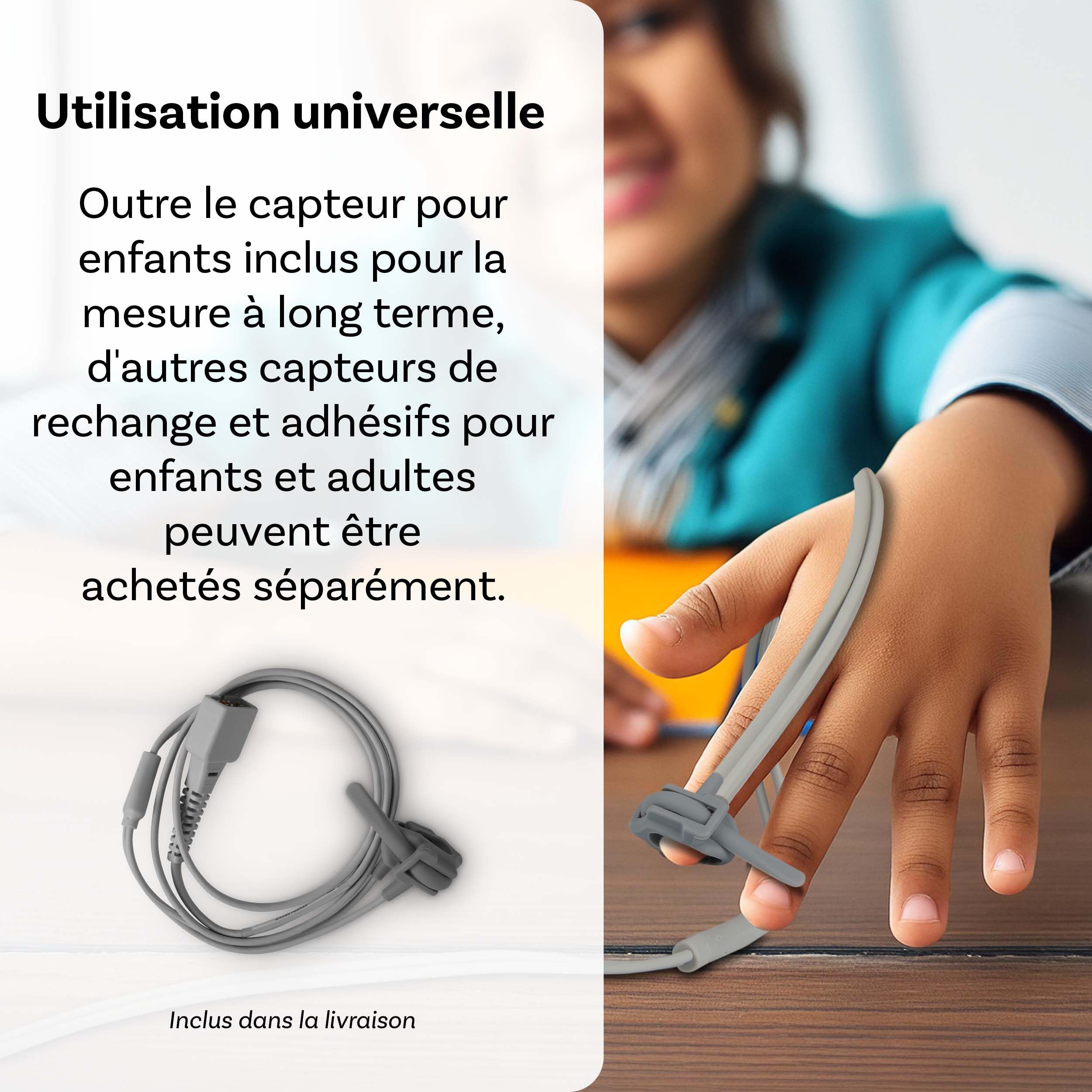 Pulox PO-650B - Oxymètre de pouls digital avec capteur externe pour bébés - Mesure de la SpO2 et du pouls chez nourrissons et enfants