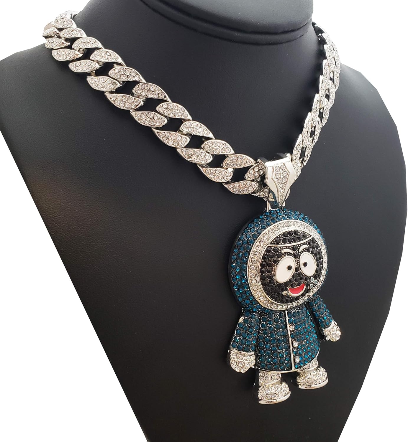 Hip Hop Iced Large BRICK SQUAD ESKIMO Pendant & 18" 1 ROW Tennis Choker Chain Necklace - Image 3