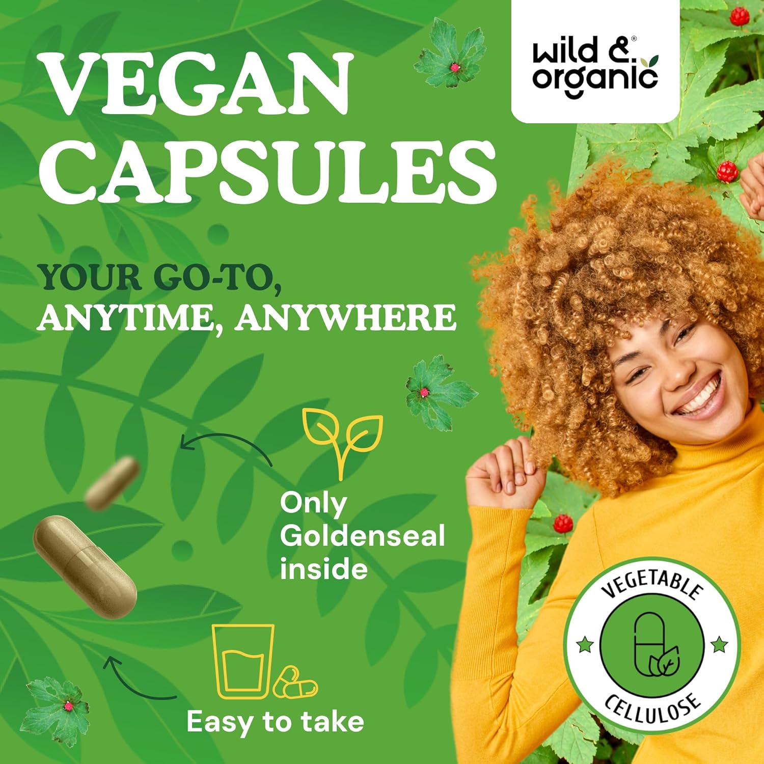 Wild & Organic Goldenseal Root Capsules 1000mg - Immune & Lung Support - 120 Goldenseal Powder Capsules - 2 Month Supply - Vegan, No Fillers, Non-GMO - Image 4