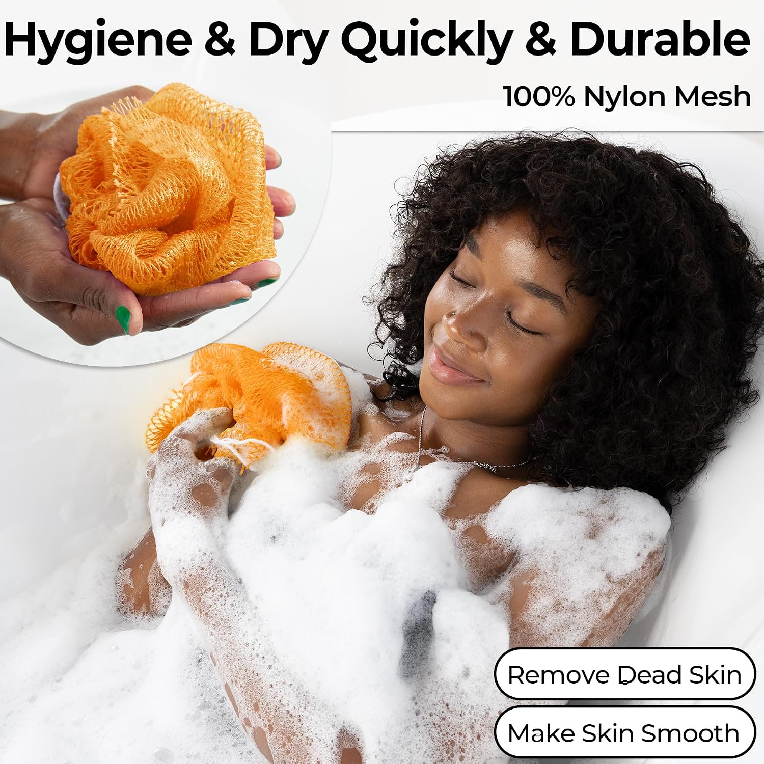 African Net Sponge Authentic - Afro Scrub Exfoliating Net Sponges with Knots - Real African Bath Sponge Washcloth for Shower - Body Exfoliator Scrubber (SeawaveTangerine, Count, 2.0) image 4