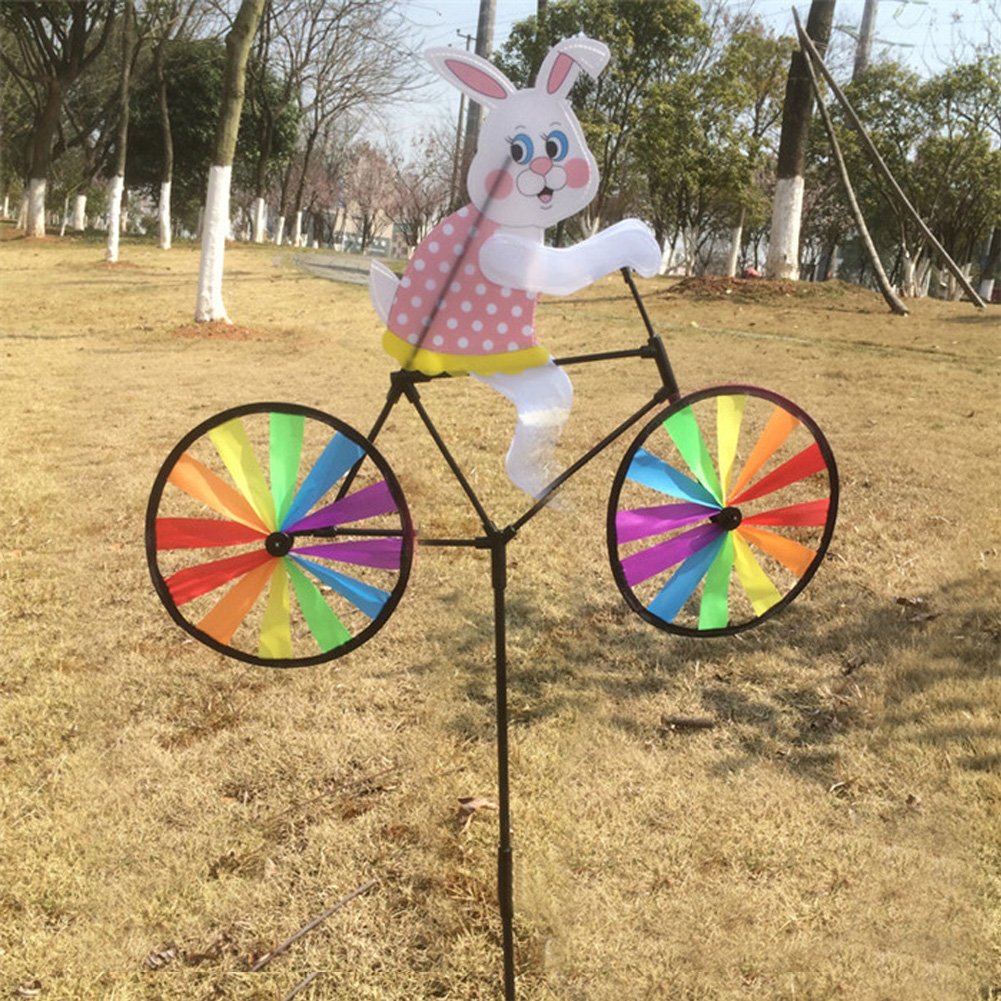 Delight eShop 3D Animal on Bike Windmill Wind Spinner Whirligig Lawn Yard Garden Home Decor