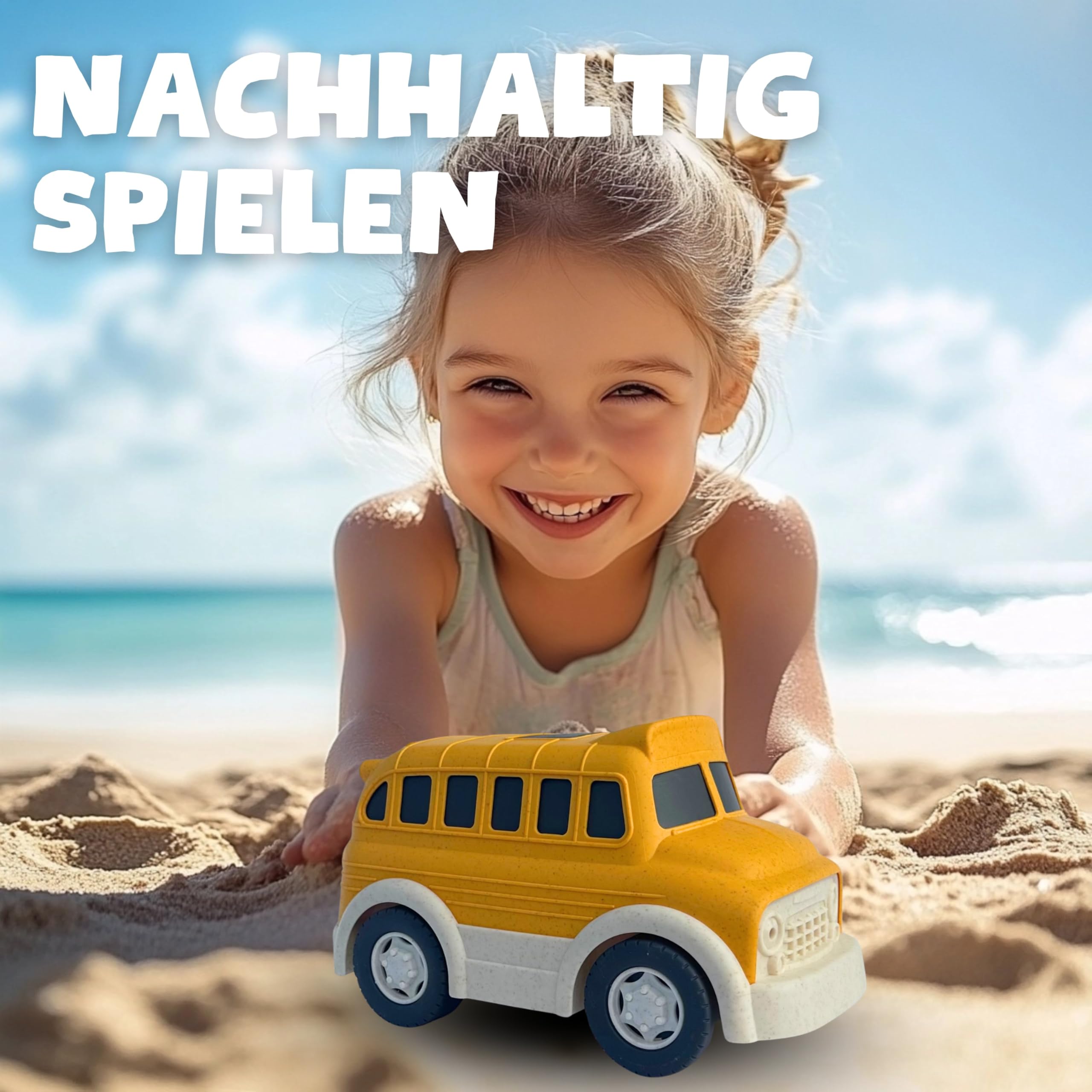 XXL Schulbus gelb | Bio Kunststoff | Nachhaltiges Spielzeug ab 18 Monate für Jungen und Mädchen | Indoor und Outdoor | Omnibus | Schülerbus