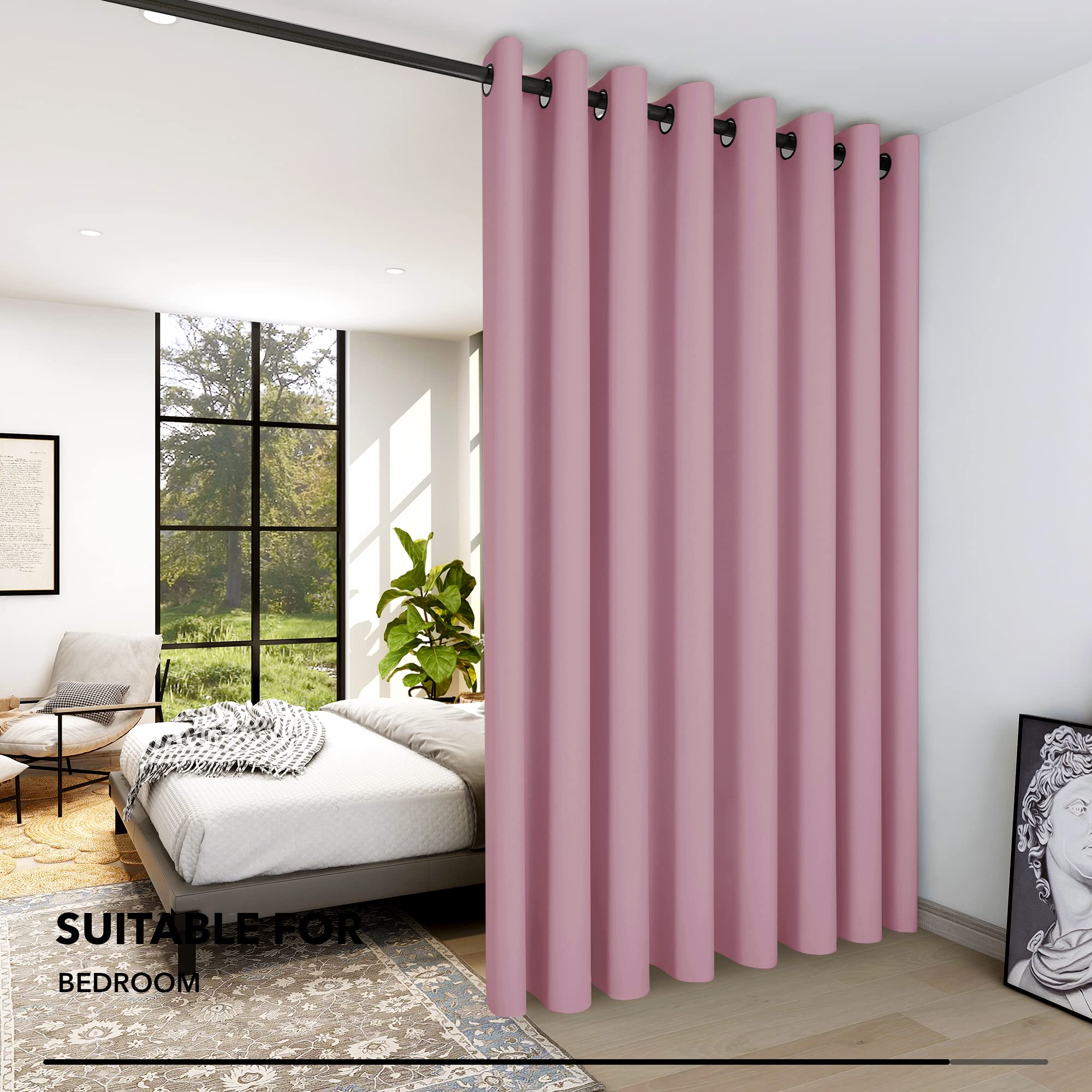 Deconovo Tende per Interni Oscuranti Moderne 214 CM Altezza, Tenda Oscurante per Camera da Letto e Soggiorno con Anelli 1 Pannello, 254x214 CM, Rosa
