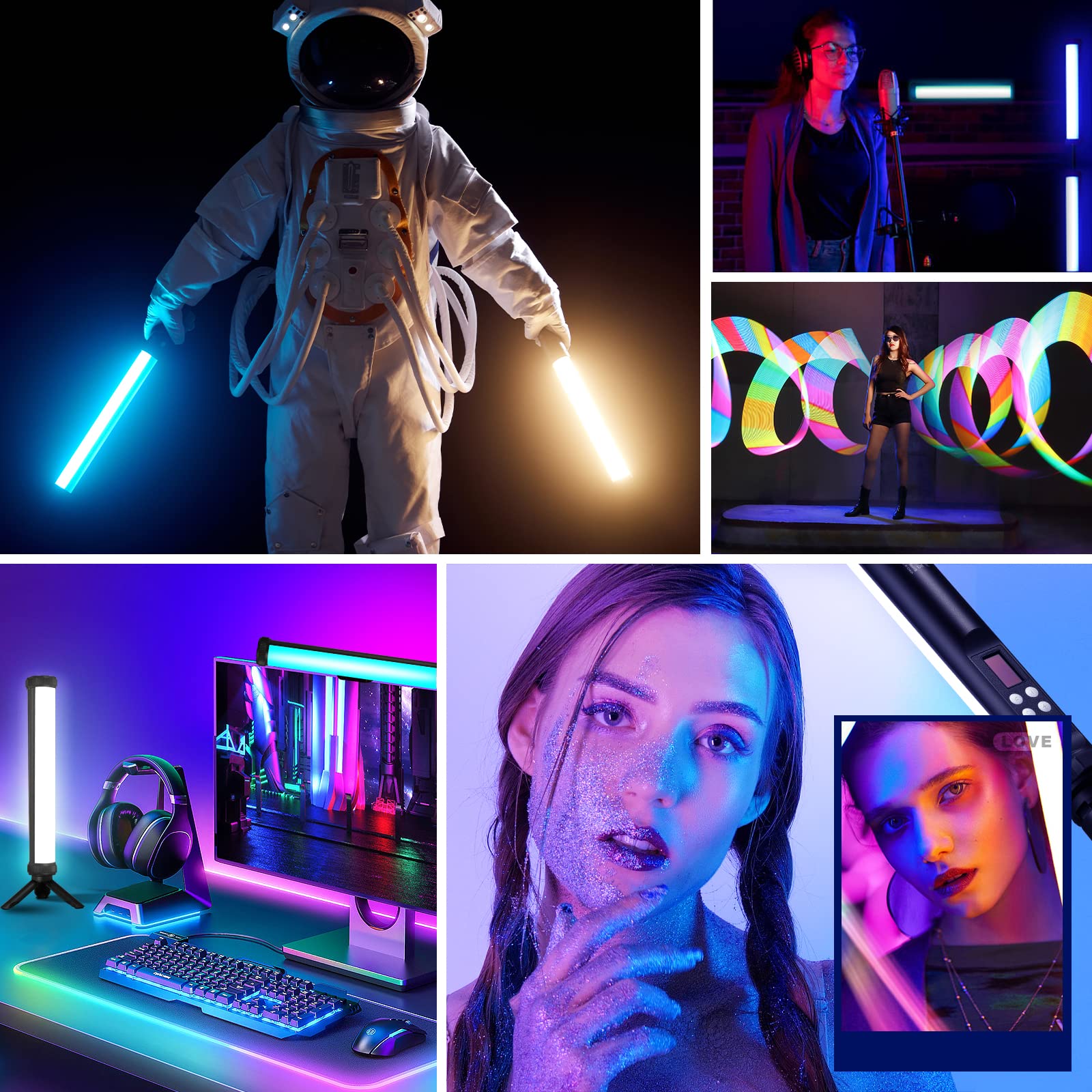 SOONPHO LED Videoleuchte RGB Lichtstab Fotografie 360° Drehung Mini Magnetisch anziehbar Handheld Fotografie Licht mit Eingebautem Akku 2500-9000K RGB für Anime Figur Schießen