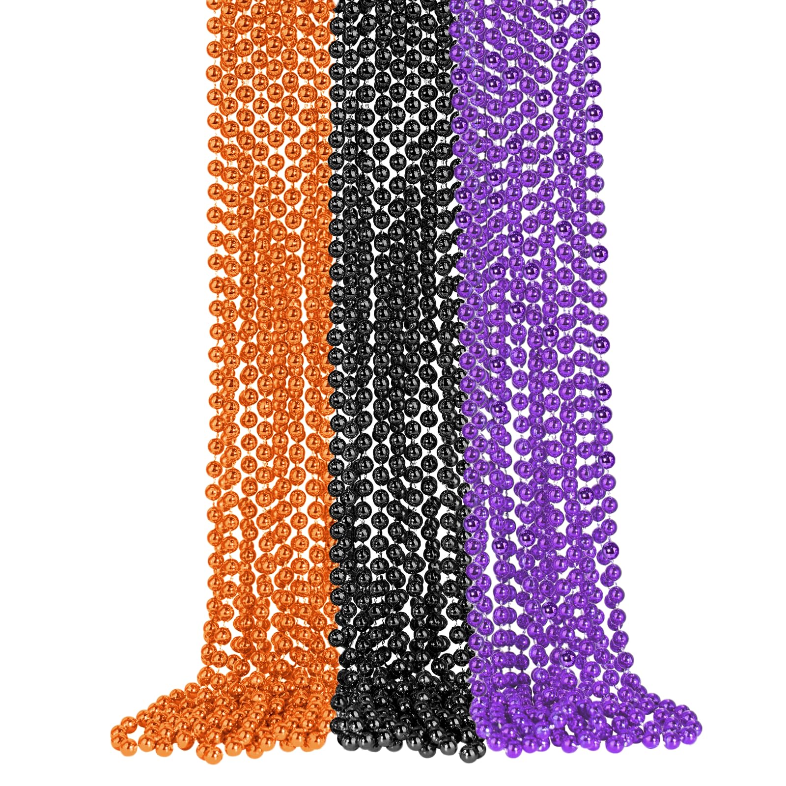 12PCS Bead Necklace, Orange Halloween Beaded
