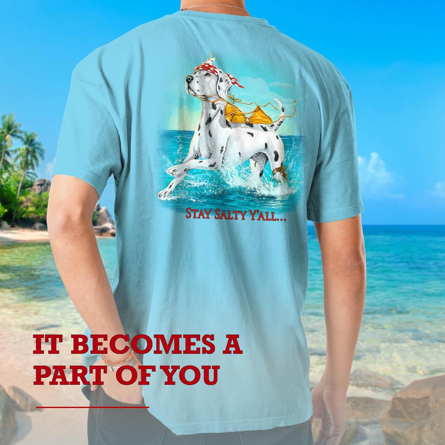 SEA DOG Vintage Graphic T-Shirt Garment Dyed 100% Ringspun Cotton, Relaxed Fit, Printed in USA, Stay Salty Y'all - Image 2