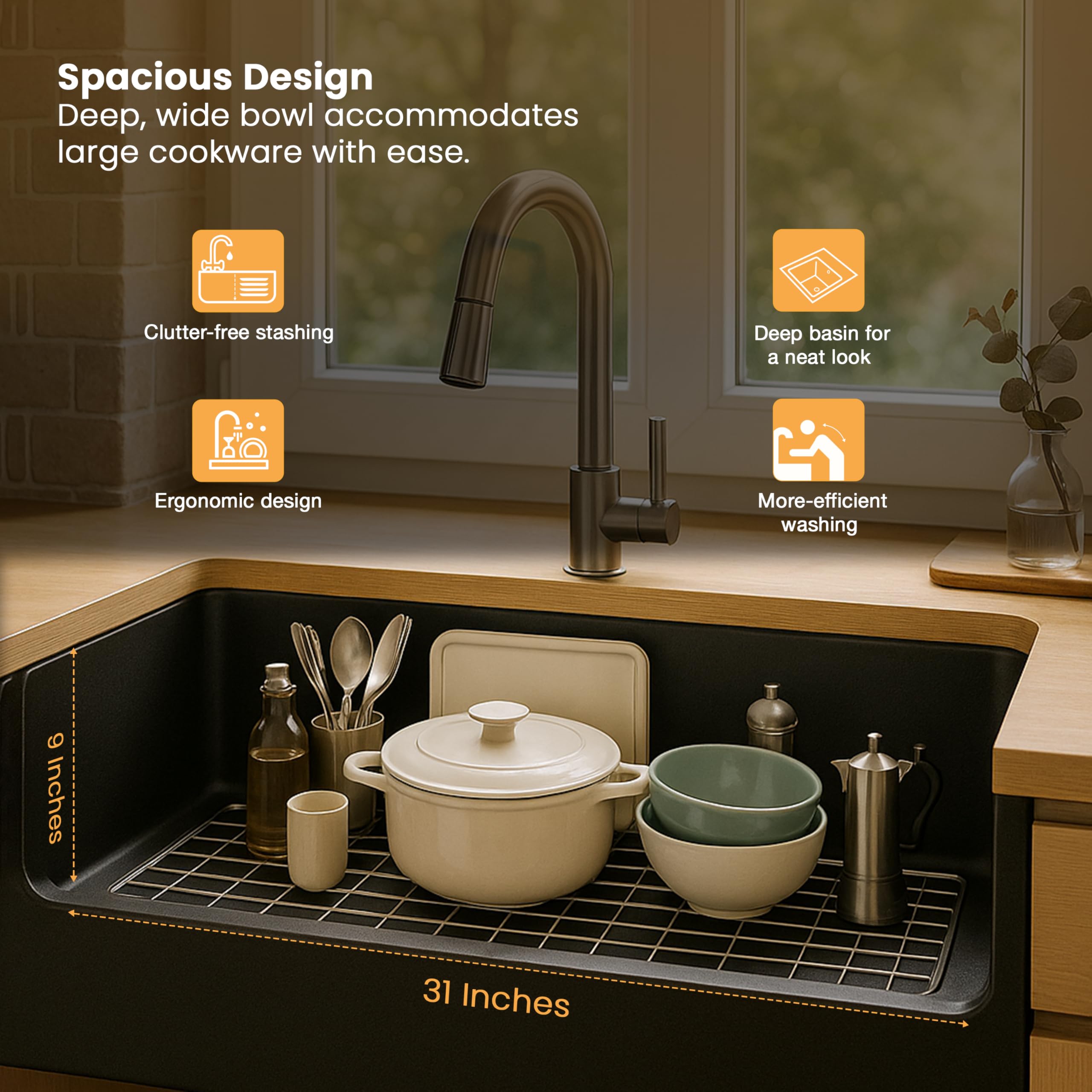Ruhe Matte Black Quartz Kitchen Sink - Noise Reducing -5 Ruhe Matte Black Quartz Kitchen Sink - Noise Reducing -5