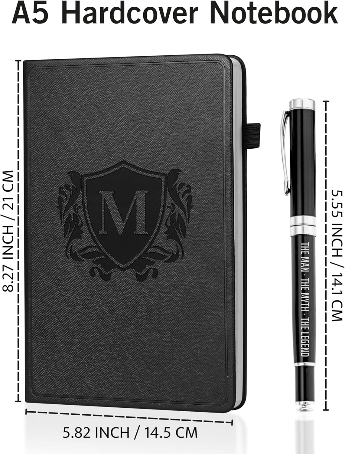 InnoBeta Personalized Notebook for Men, Hardcover Leather Journal for Writing, Travel, Business, Work & School, Note Taking, A5 Diary Notepad, 5.7"×8.3" Black, J - Image 3