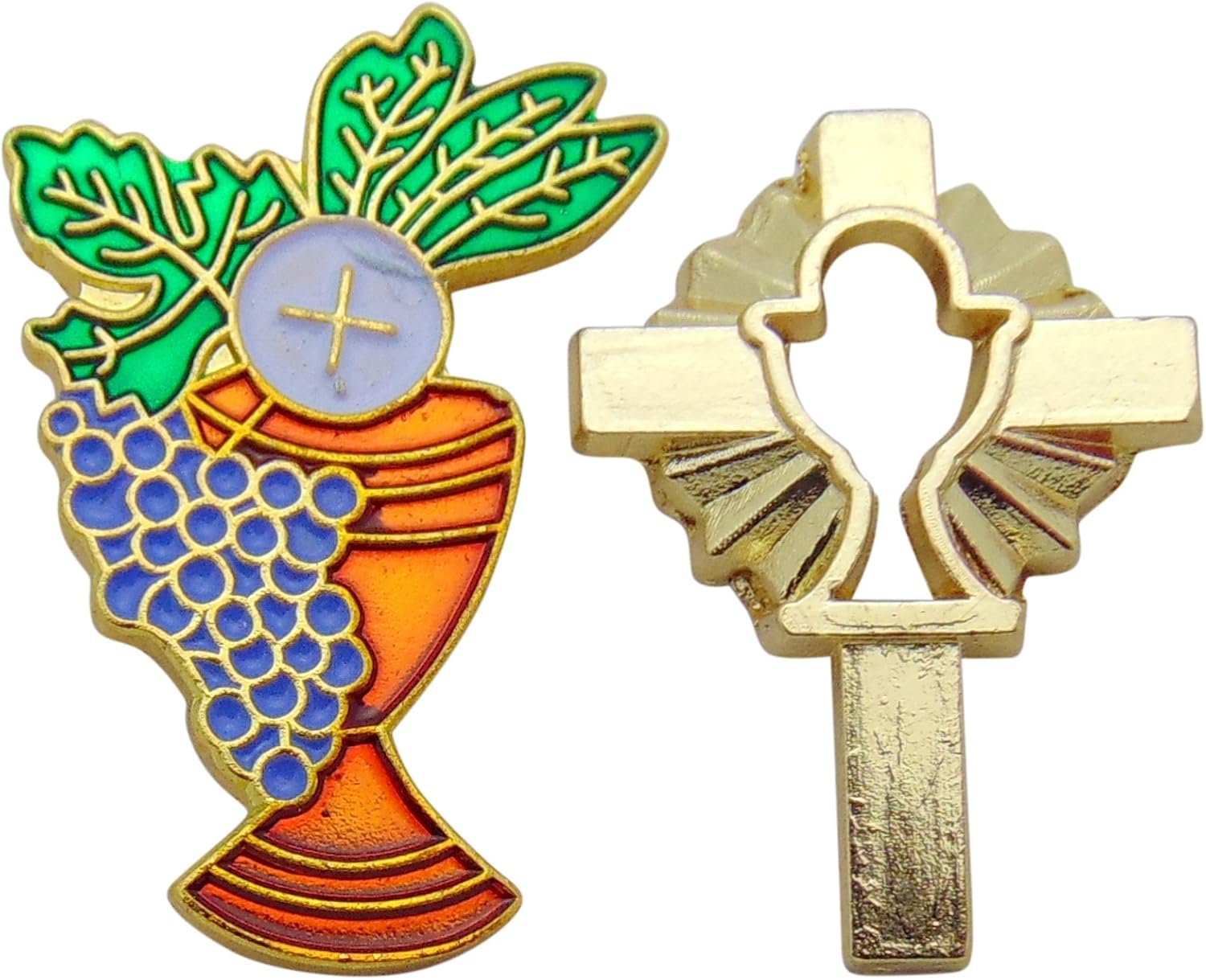 Amazon.com: Catholic First Holy Communion Metal Chalice and Cross Pin ...