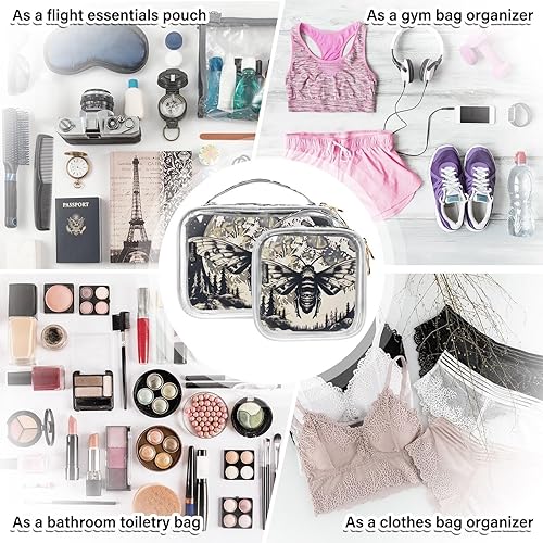 Miniatura 7 de Gothic Butterfly Moon Clear Toiletry Bag for Traveling,2 Pack Makeup Cosmetic Bag with Zipper,Travel Bag for Toiletries,Travel Essentials 21215183