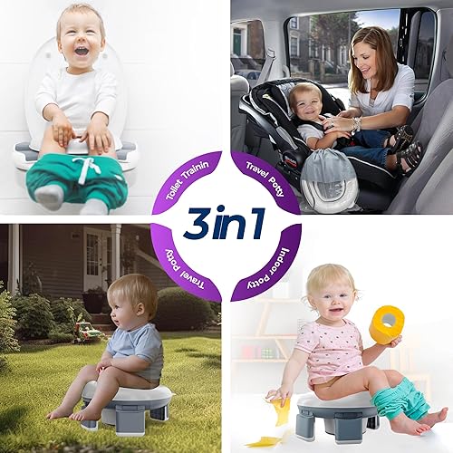 Miniatura 2 de Orinal portátil 3 en 1 para viajes de niños pequeños + REGALO- Inodoro de entrenamiento para ir al baño - Asiento de orinal de viaje para niños