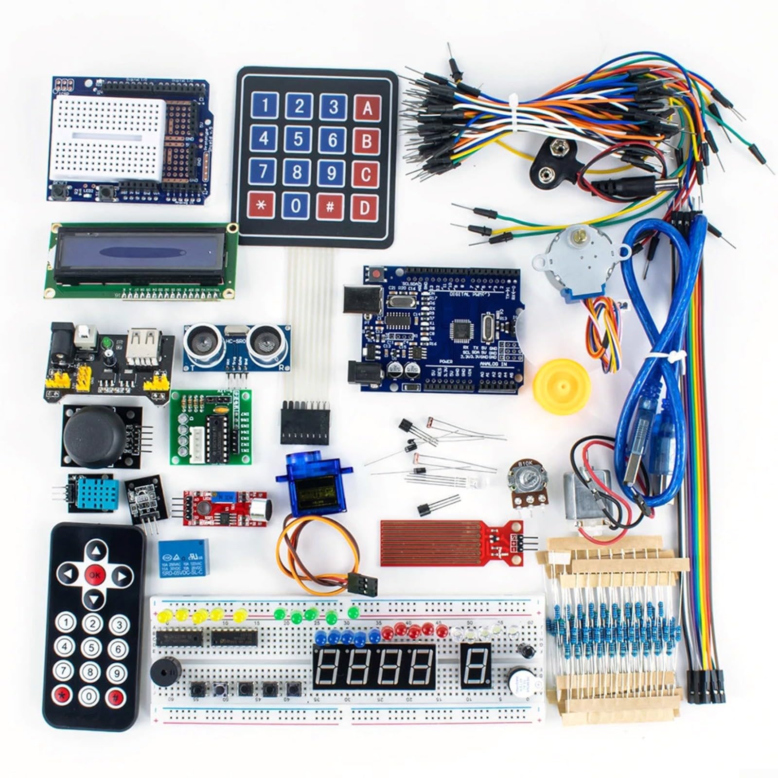 Kit completo R3 para principiantes con tutorial, compatible con Arduino DIY Electronics, incluye fuente de alimentación, sensor, LCD1602, para RFID, Breadboard para principiantes