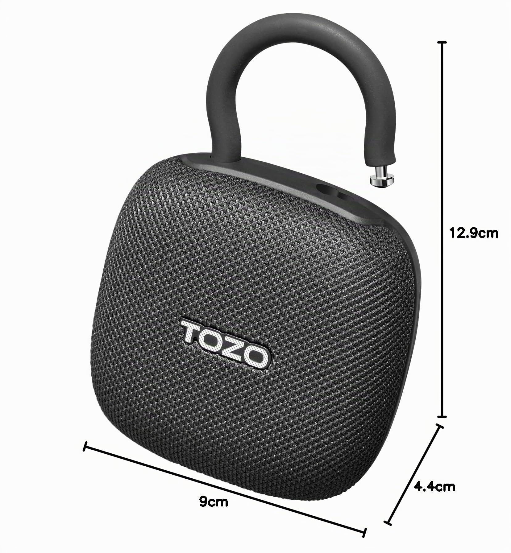 TOZO PE1 Casse Bluetooth Portatile con Moschettone Regolabile, 32 Ore | IPX8 Mini Altoparlante Bluetooth per Doccia Bassi Potenti Per Casa, Esterni e Viaggi