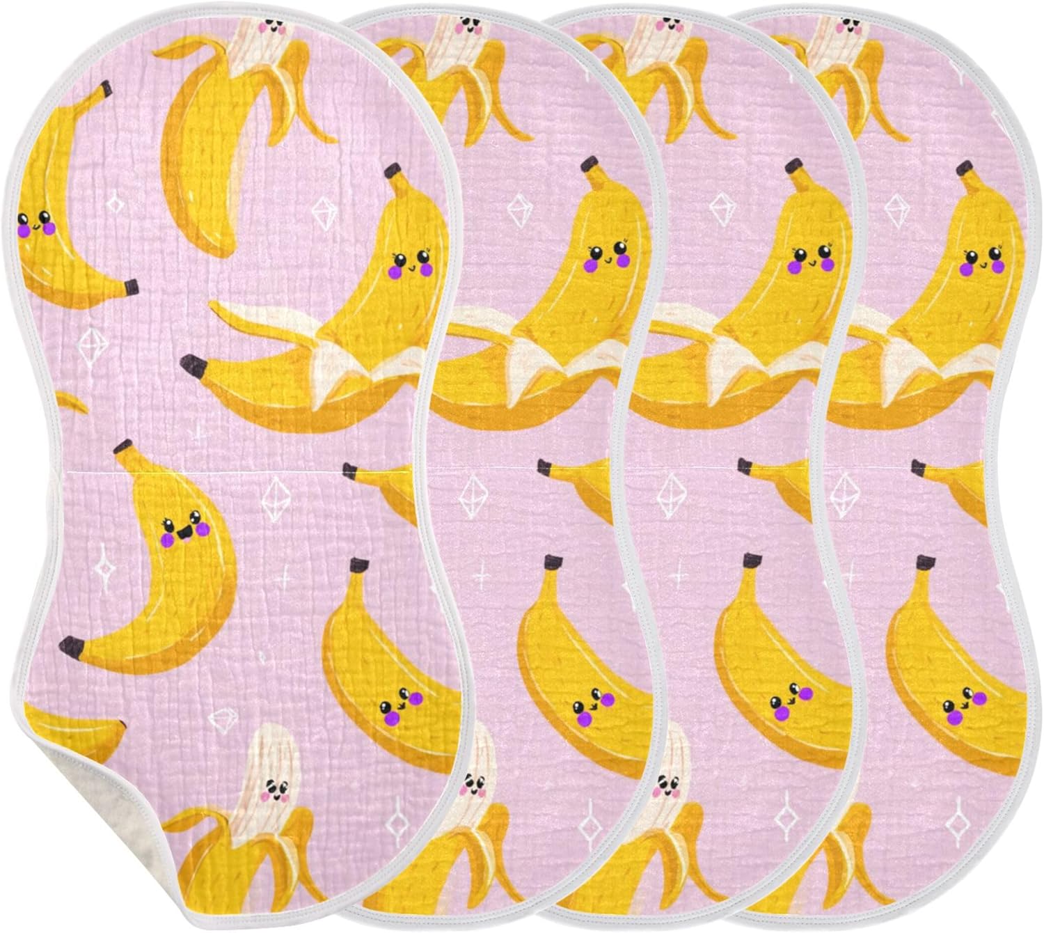 Funny Banana Fruit(1) Burp Cloths Baby Boys Girls Absorbent Soft Cotton Burping Cloths Rags 4 Pack