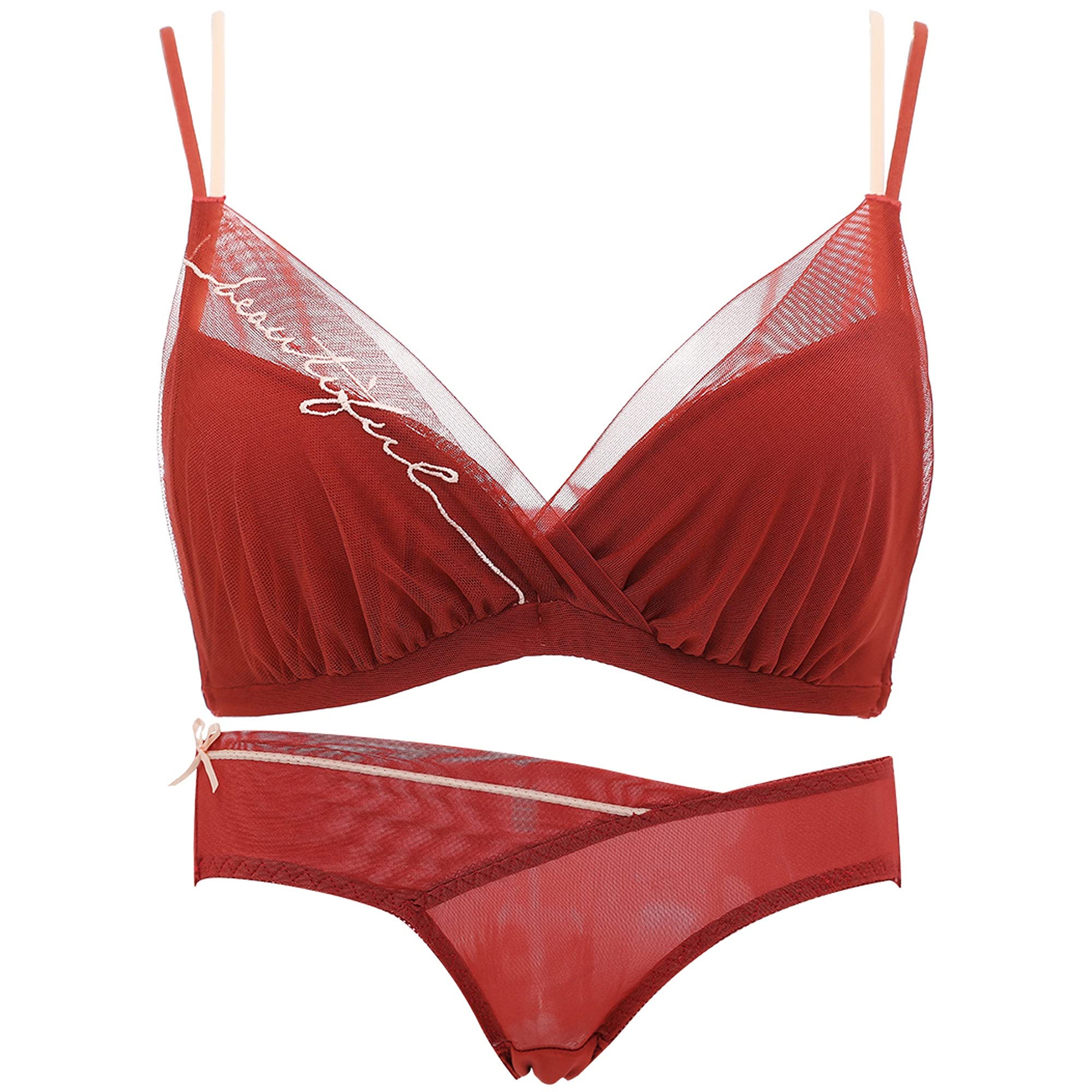 Ensemble soutien-gorge de soutien rouge en dentelle pour un confort invisible quotidien