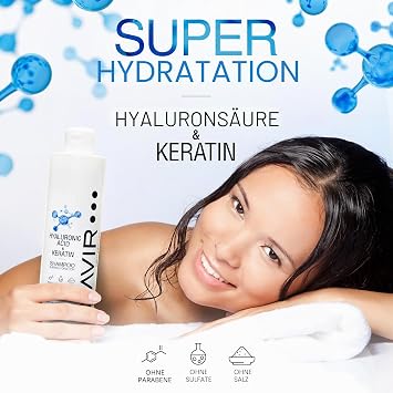 NAVIR Professional Professionelles Pflegeset mit Hyaluronsäure – Shampoo 500ml + Maske 200ml + Conditioner 200ml – Für trockenes geschädigtes oder geglättetes Haar – Sulfatfrei – 3-teiliges Set