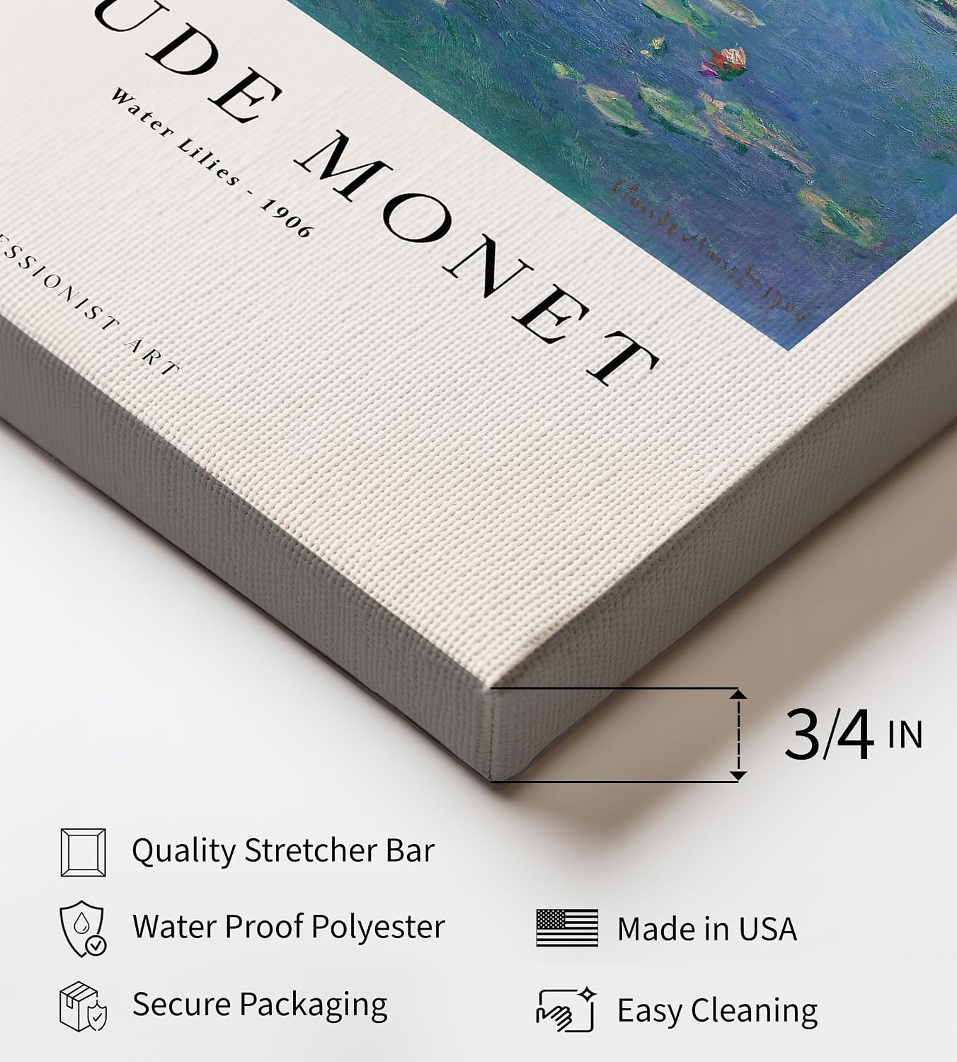 Poster Master Monet Canvas - Retro Impressionism Print - Water Lilies, Watercolor, Abstract, Colorful, Aesthetic - Gift for Artist, Friend - Wall Decor for Home, Office, Dorm - 8x10 STRETCHED Canvas