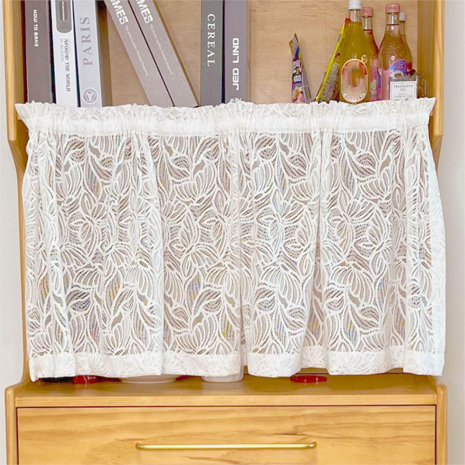Vllentin Closet Door Curtain For Shoe Bookcase，Cabinet Curtains For Shelves,Bookcase Dustproof Curtain,With Track Rail,good Air Permeability,for Wardrobes,bookshelves,storage Cabinets,shelves
